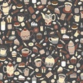 Seamless pattern with hand drawn sketchy tea theme Royalty Free Stock Photo