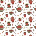 Seamless pattern with hand drawn sketchy tea theme Royalty Free Stock Photo