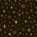 Seamless pattern of hand-drawn snowflakes
