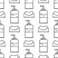 Seamless pattern with hand drawn solid and liquid soap