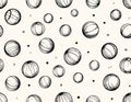 Seamless Pattern of Hand-Drawn Spheres and Dots Royalty Free Stock Photo
