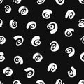 Seamless pattern. Hand drawn spirals, snails