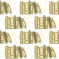 Seamless pattern of hand drawn stack of books Royalty Free Stock Photo