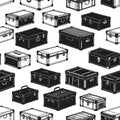 Seamless Pattern of Hand Drawn Storage Cases and Trunks Royalty Free Stock Photo
