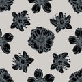 Seamless pattern with hand drawn stylized almond, poppy flower, tilia cordata Royalty Free Stock Photo