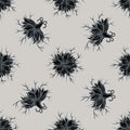 Seamless pattern with hand drawn stylized black caraway