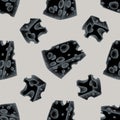 Seamless pattern with hand drawn stylized cheese