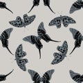 Seamless pattern with hand drawn stylized graphium androcles, papilio demoleus Royalty Free Stock Photo
