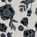 Seamless pattern with hand drawn stylized poppy flower Royalty Free Stock Photo