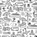 Seamless pattern with hand drawn travel doodles Royalty Free Stock Photo