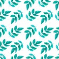 Seamless pattern with hand drawn watercolor leaves can be used for textile prinring, wallpaper, white background