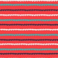 Seamless pattern with hand drawn wavy lines on red background Royalty Free Stock Photo