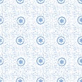 Seamless pattern with hand drawn white blue snow flakes on white background, simple winter background for your design eps10 Royalty Free Stock Photo