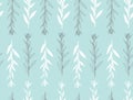 Seamless pattern with hand drawn wild flower with leaves. Vector illustration. Botanical pattern for textiles and