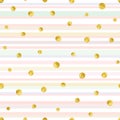 Seamless pattern with hand painted gold circles. Gold polka dot pattern Royalty Free Stock Photo