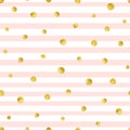 Seamless pattern with hand painted gold circles. Gold polka dot pattern