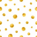 Seamless pattern with hand painted gold circles. Gold polka dot pattern Royalty Free Stock Photo