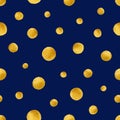 Seamless pattern with hand painted gold circles. Gold polka dot pattern Royalty Free Stock Photo