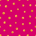 Seamless pattern with hand painted gold circles. Gold polka dot pattern Royalty Free Stock Photo