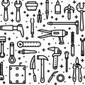 Seamless pattern of hand tools. (18 Royalty Free Stock Photo