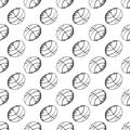 Seamless pattern Handdrawn ball doodle icon. Hand drawn black sketch. Sign symbol. Decoration element. White background. Isolated Royalty Free Stock Photo