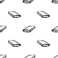 Seamless pattern Handdrawn book doodle icon. Hand drawn black sketch. Sign symbol. Decoration element. White background. Isolated Royalty Free Stock Photo