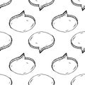 Seamless pattern Handdrawn cloud doodle icon. Hand drawn black sketch. Sign symbol. Decoration element. White background. Isolated Royalty Free Stock Photo