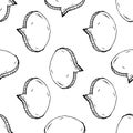 Seamless pattern Handdrawn cloud doodle icon. Hand drawn black sketch. Sign symbol. Decoration element. White background. Isolated Royalty Free Stock Photo