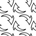 Seamless pattern Handdrawn doodle arrow icon. Hand drawn black arrow sketch. Sign symbol. Decoration element. White background. Royalty Free Stock Photo