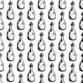 Seamless pattern Handdrawn doodle bottle icon. Hand drawn black bottle sketch. Sign symbol. Decoration element. White background. Royalty Free Stock Photo