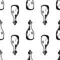 Seamless pattern Handdrawn doodle bottle icon. Hand drawn black bottle sketch. Sign symbol. Decoration element. White background. Royalty Free Stock Photo