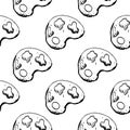 Seamless pattern Handdrawn palette doodle icon. Hand drawn black sketch. Sign symbol. Decoration element. White background.