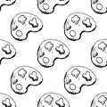 Seamless pattern Handdrawn palette doodle icon. Hand drawn black sketch. Sign symbol. Decoration element. White background.