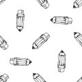 Seamless pattern Handdrawn pencil doodle icon. Hand drawn black sketch. Sign symbol. Decoration element. White background. Royalty Free Stock Photo