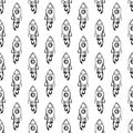 Seamless pattern Handdrawn rocket doodle icon. Hand drawn black sketch. Sign symbol. Decoration element. White background.