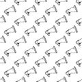 Seamless pattern Handdrawn speaker doodle icon. Hand drawn black sketch. Sign symbol. Decoration element. White background. Royalty Free Stock Photo