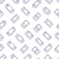 Seamless Pattern of Handheld Game Console Icons, Outline Style Royalty Free Stock Photo