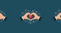 Seamless Pattern of Hands Forming Heart with Red Icon and Sparkles Royalty Free Stock Photo