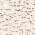 Seamless pattern with handwritten math and physics formulas Royalty Free Stock Photo