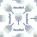 Seamless pattern hanukkah menorah in modern style on light background. Holiday greeting card. Winter decoration element