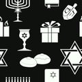 Seamless pattern with hanukkah symbol icons