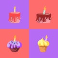 Seamless pattern of with Happy Birthdays cakes tarts pies muffins, Hand drawn vector Royalty Free Stock Photo