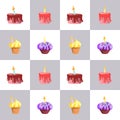 Seamless pattern of with Happy Birthdays cakes tarts pies muffins, Hand drawn vector Royalty Free Stock Photo