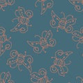 Seamless pattern with happy butterfly fairy sorceress.