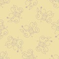 Seamless pattern with happy butterfly fairy sorceress.