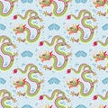 Seamless pattern happy chinese new year 2024 the dragon zodiac sign with asian elements paper cut style on color background. Royalty Free Stock Photo