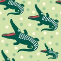Seamless pattern with happy crocodiles.