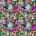 Seamless pattern of happy laughing people. Royalty Free Stock Photo