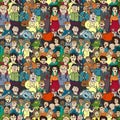 Seamless pattern of happy laughing people. Royalty Free Stock Photo