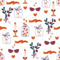 Seamless pattern for happy valentine`s day on a white background - vector illustration, eps